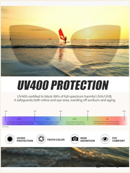 Oversized Cat Eye Sunglasses UV Protection Metal Frame Trendy Sunnies main image 5